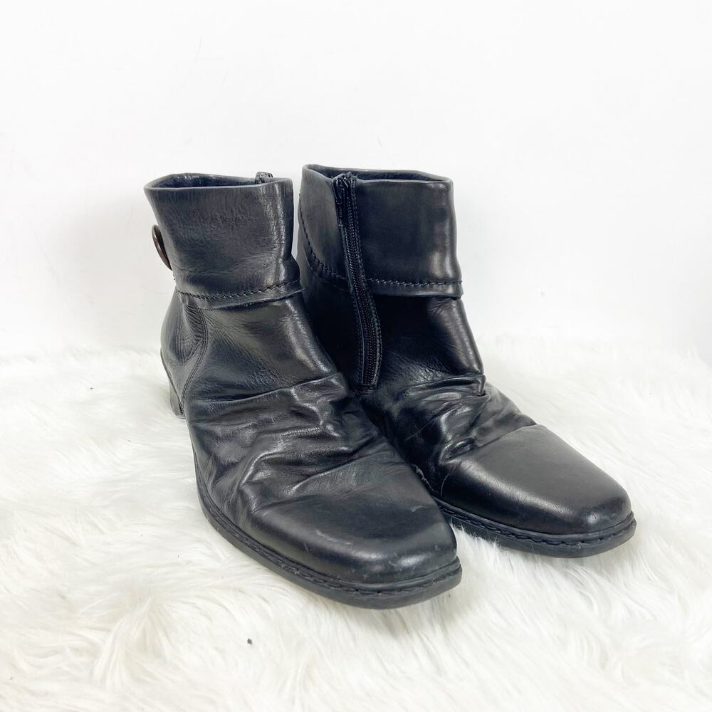 Rieker 41 EU 9 US Womens Black Leather Square Toe Ankle Booties - Picture 1 of 10